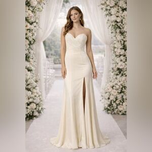 Strapless Sequin Wedding Gown Size 2 Modern Bridal Reception Designer Sample